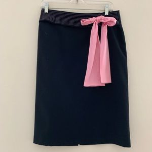 Ruth Black Pencil Skirt Pink Satin Belt 8
